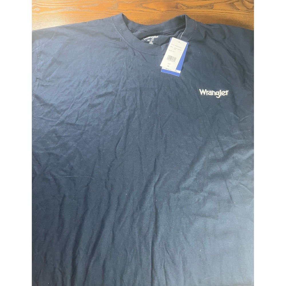 NEW Wrangler Men's Blue Cotton Logo T-Shirt Crew Neck Short Sleeve 4X Big & Tall